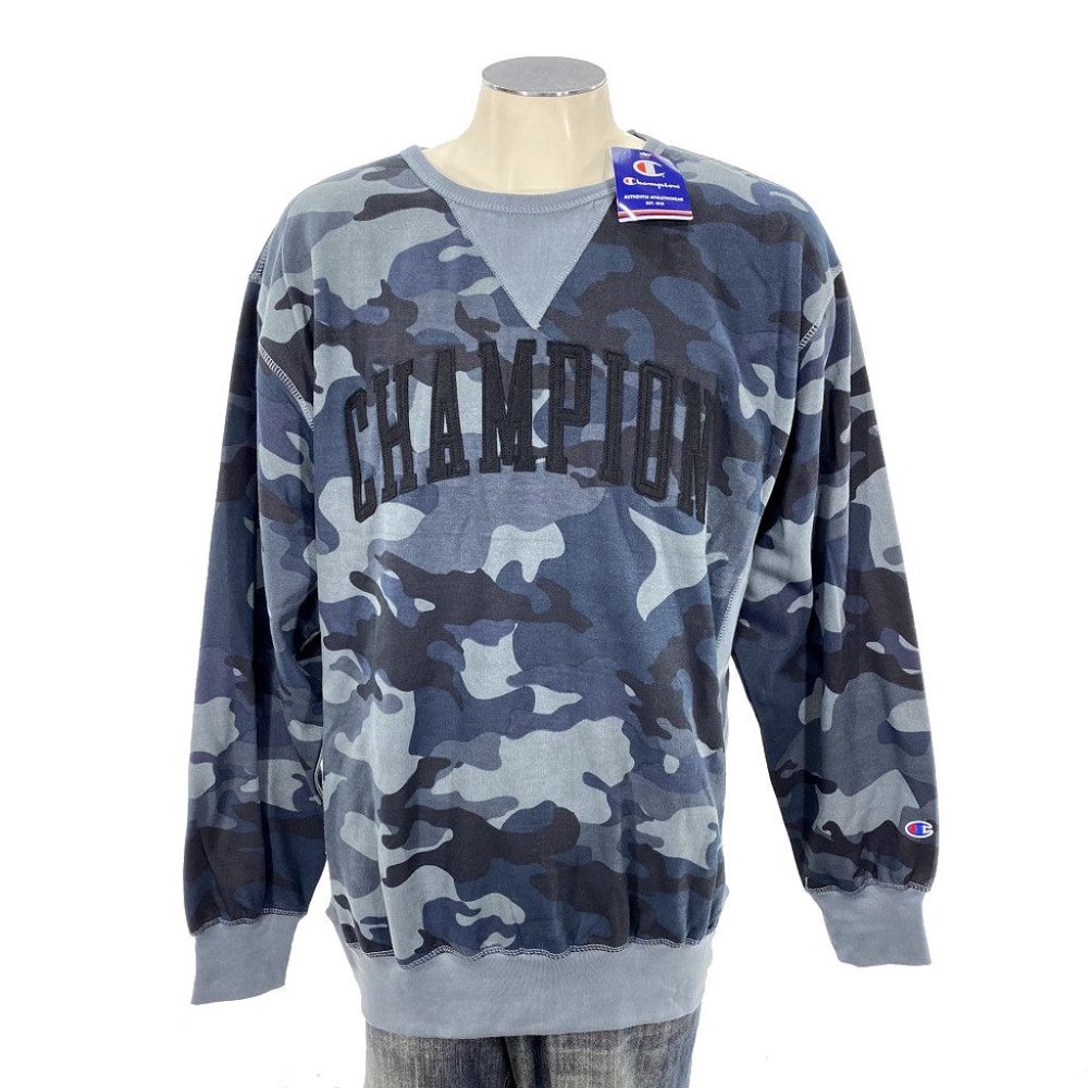 NWT Champion Blue Camo Crew Sweatshirt